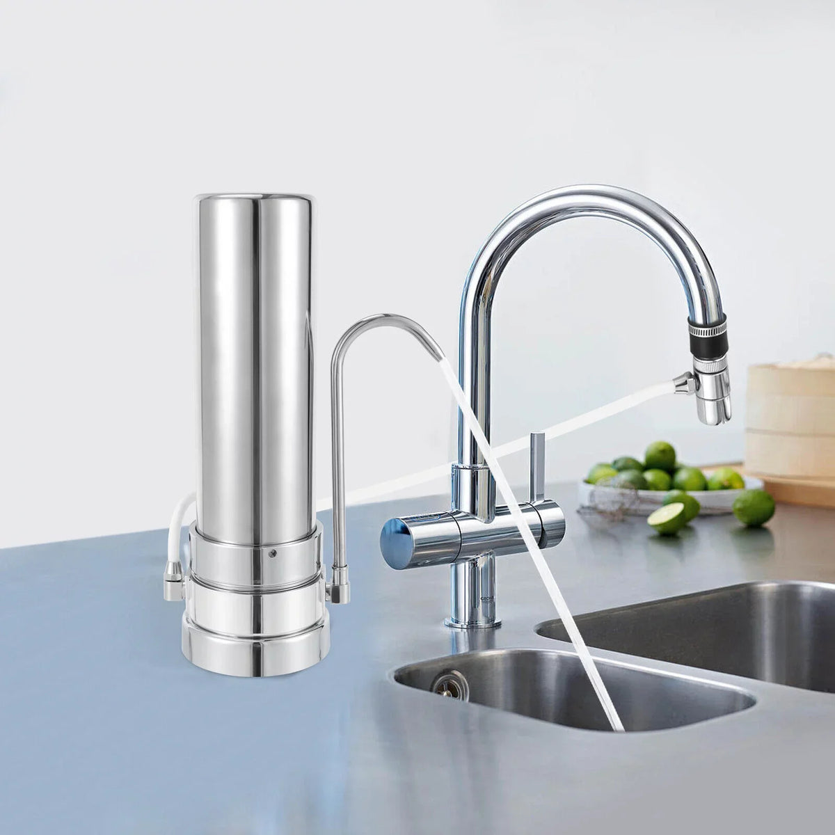 System Filter Filter Stainless Silver Tap Filtration Drinking Countertop Sink Moisture
