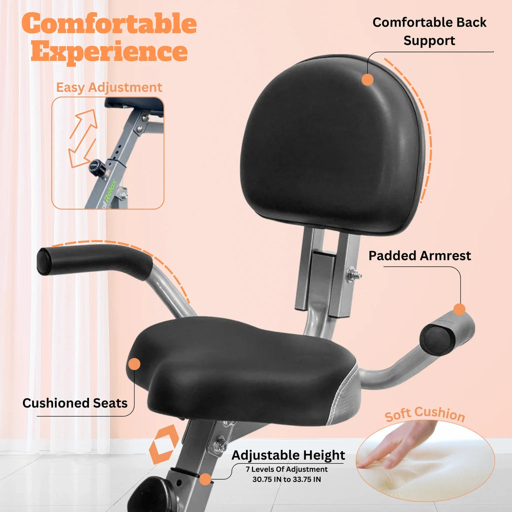 Recumbent Bike, Fitness Cycle Back Sensor, in of 3 Capacity, Cardio Rest, Exercise Levels Arm Heart Folding 260 Rate and Upright workout, Adjustment 8 1 Home Bike Stationary