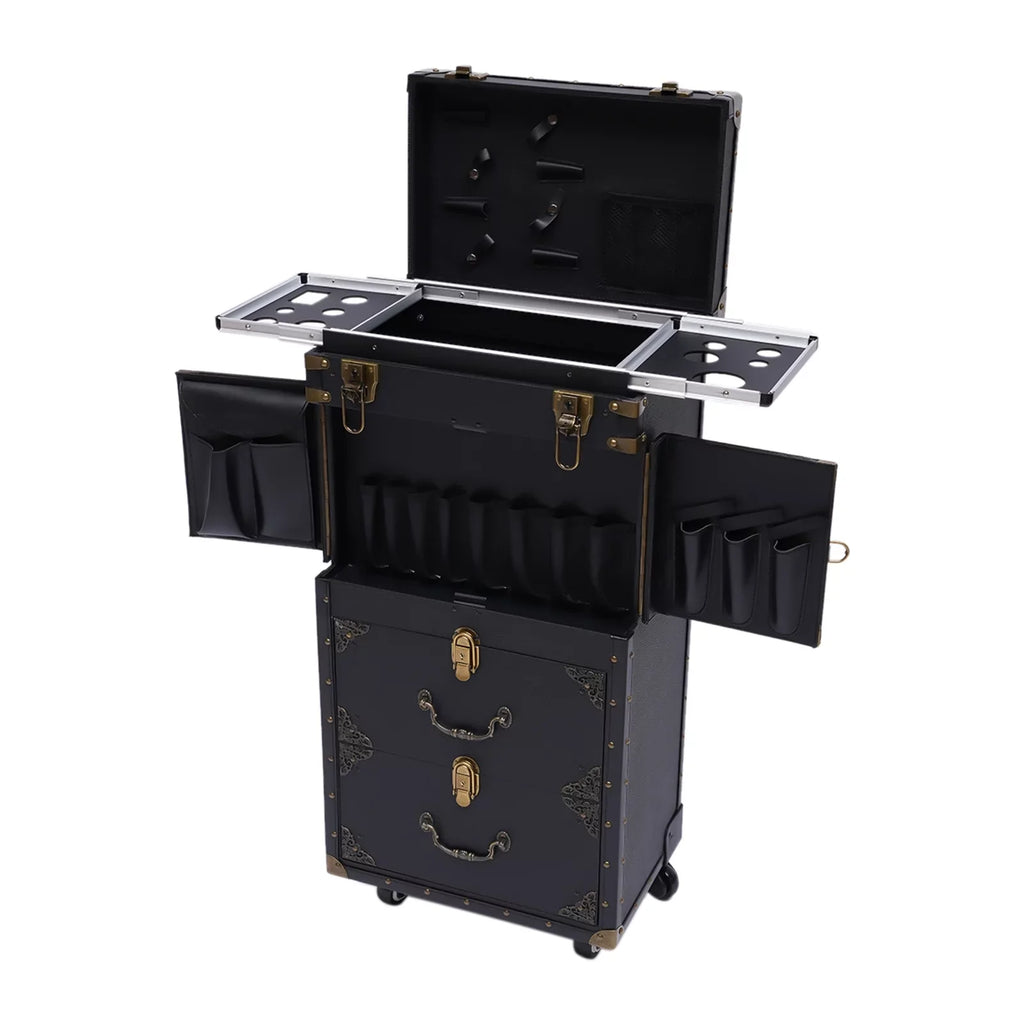 Holder Box Stylist Aiqidi Tool Barber with Train Trolley Lockable Makeup Salon Beauty Hairdressing Luggage Cosmetic Case Travel Organizer Hair Rolling Dryer