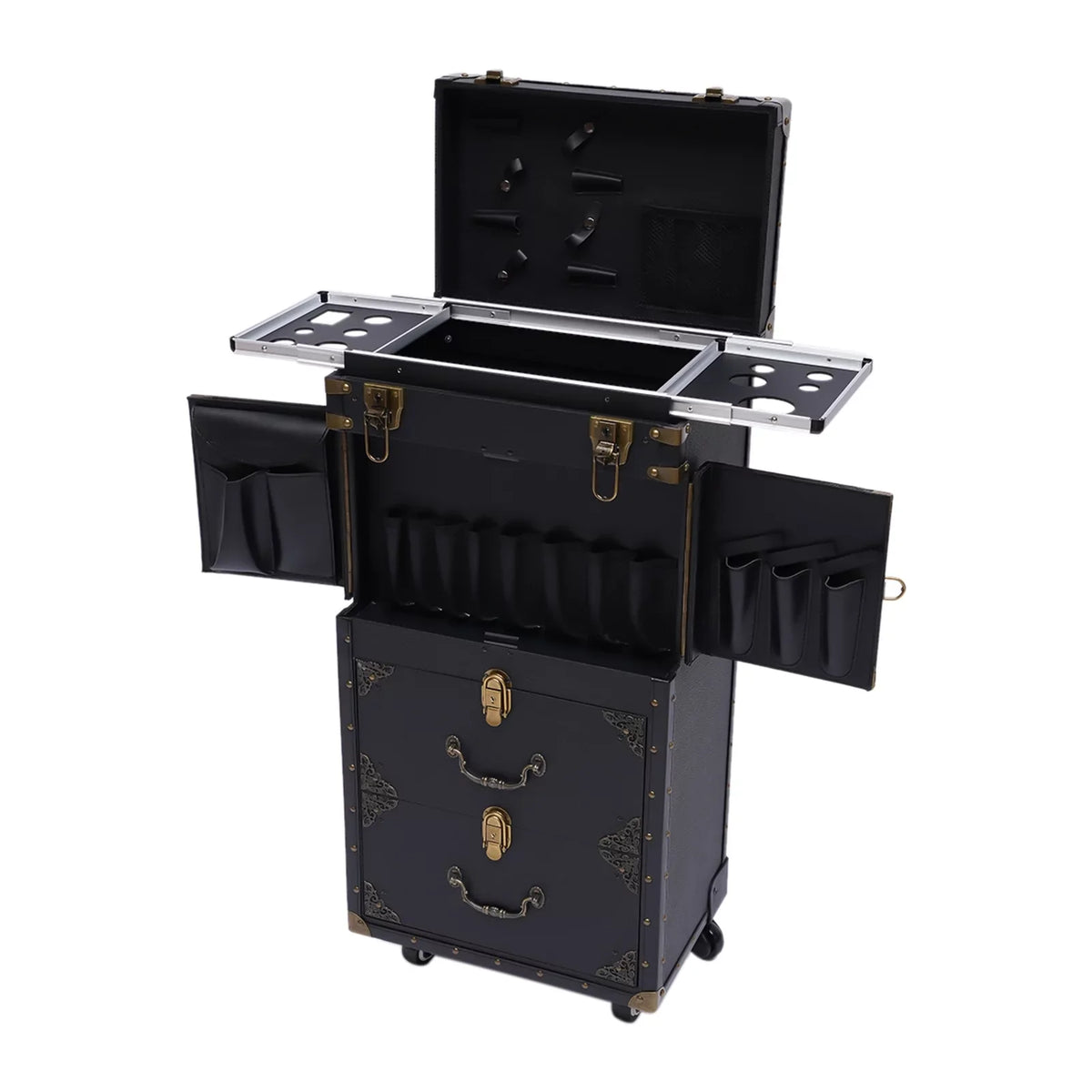 Holder Box Stylist Aiqidi Tool Barber with Train Trolley Lockable Makeup Salon Beauty Hairdressing Luggage Cosmetic Case Travel Organizer Hair Rolling Dryer