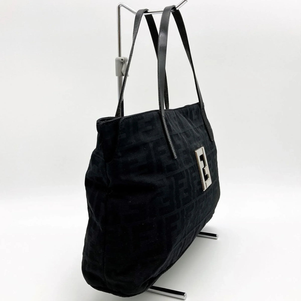 bag (Good) ladies black Pre-Owned nylon canvas 15786 handbag tote Zucca pattern