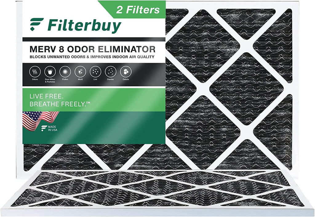 Filters with Filterbuy 14x24x1 Eliminator Air Furnace 8 Odor Activated Carbon Pleated (2-Pack)