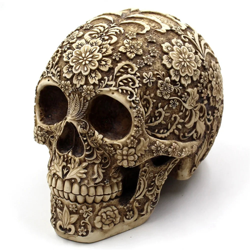 Mai Horror Resin Skull Retro Decoration Props Menghua Decoration Trade Spoof Face American European Halloween Skull Foreign And