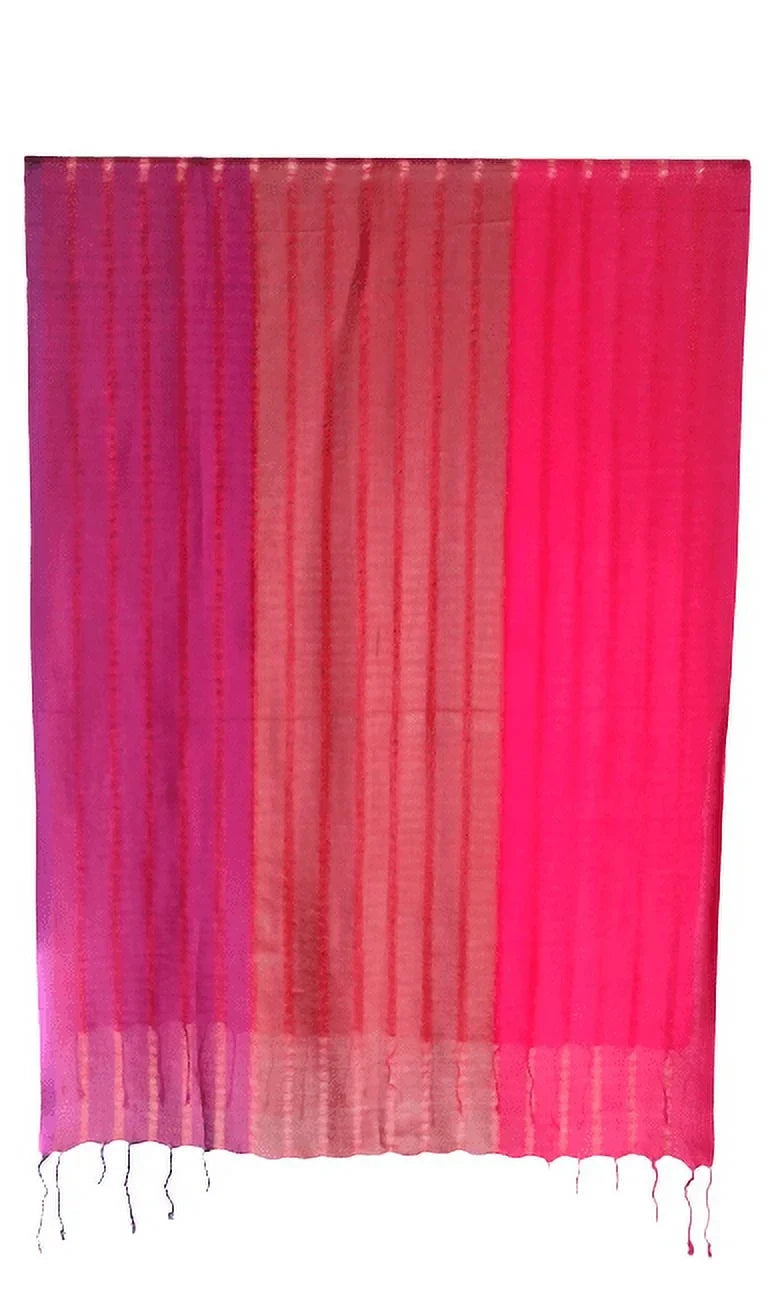 Shawl Vegan Pink/Purple Tricolor Thick Silk - Striped