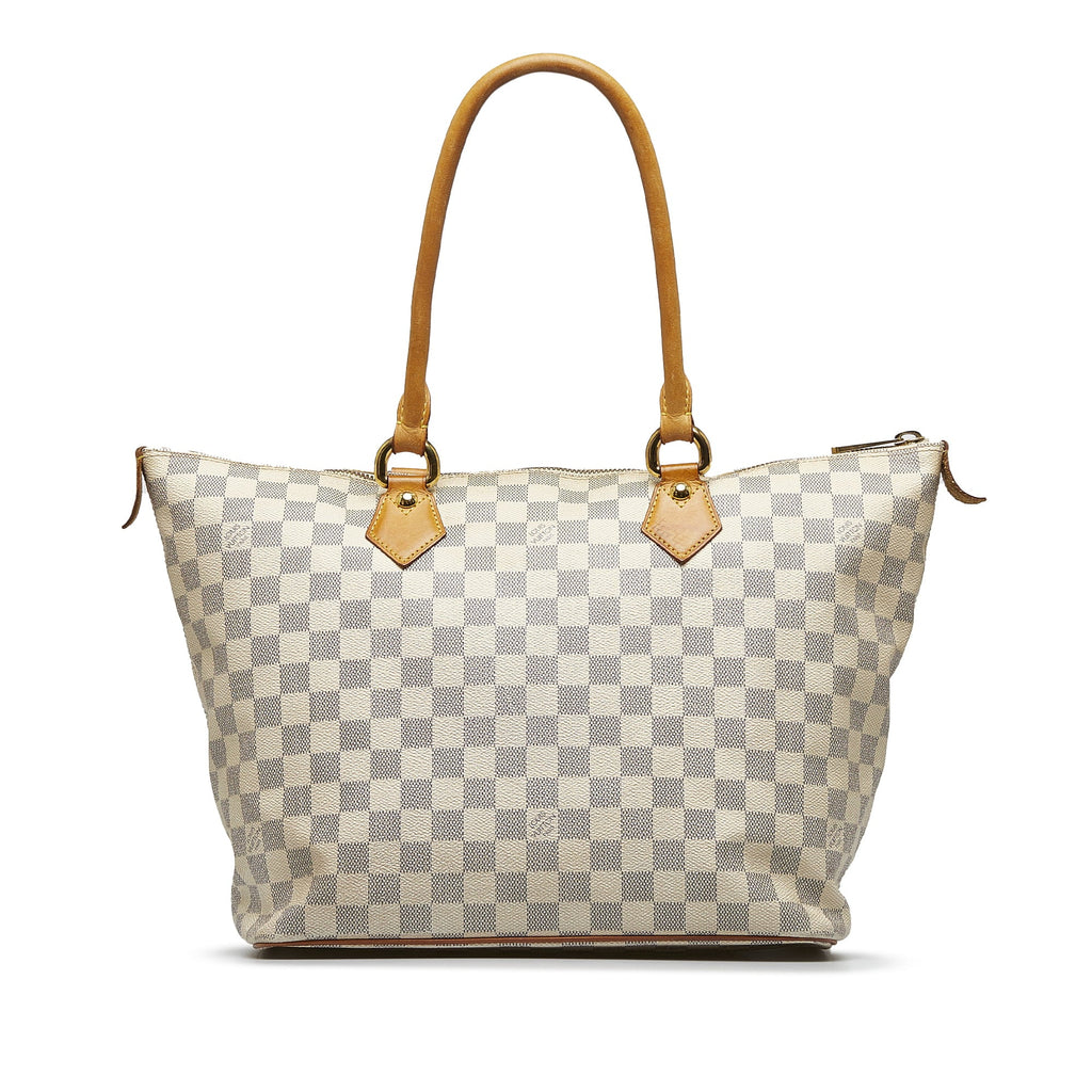 Bag Unisex Vuitton (Good) Azur Tote Louis White Pre-Owned Damier Canvas Authenticated Saleya