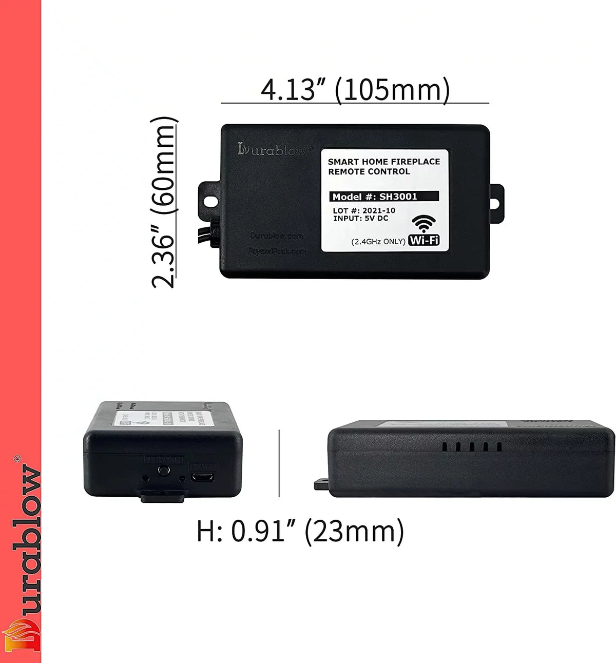 Kit Control Smart Functions Plastic Remote SH3001 (Wifi, Fire (On/Off, Case)) Durablow Gas Fireplace