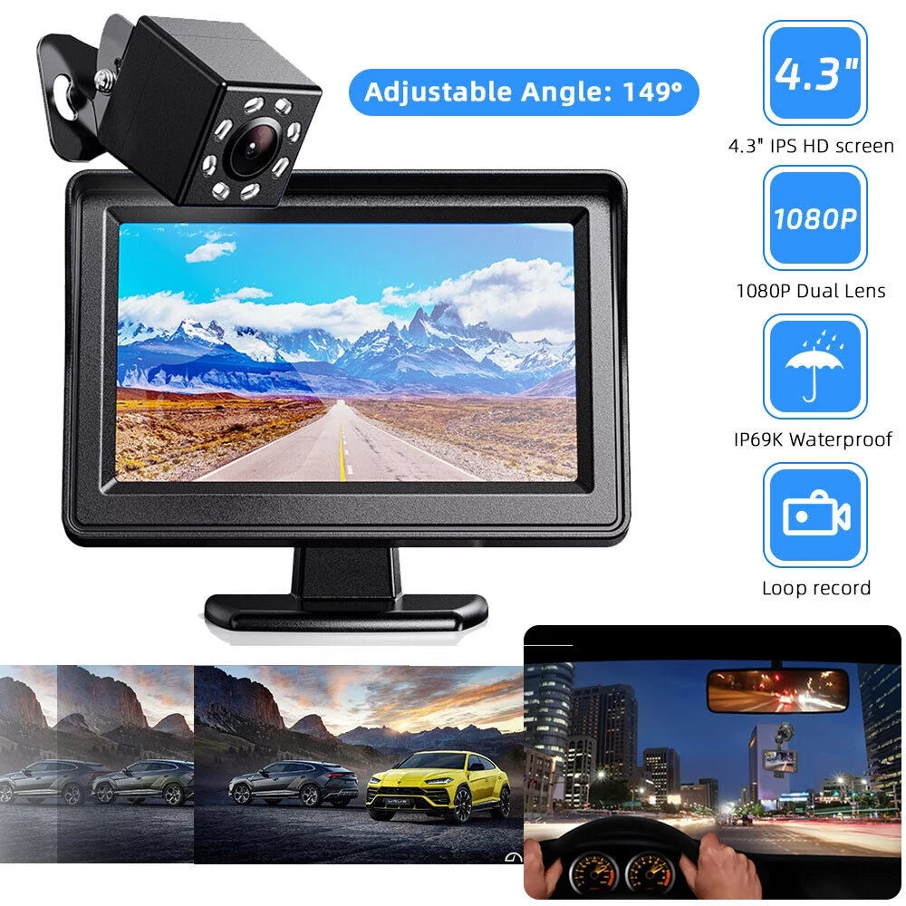 Installation One Easy Cars, Suvs Trucks, Power 4.3 Rear Camera Grid Night Camera Vision Use for Lines Backup Camera Car Moistureproof 8 Backup 720P Backup Reverse/Continuous Pickups, Inch System