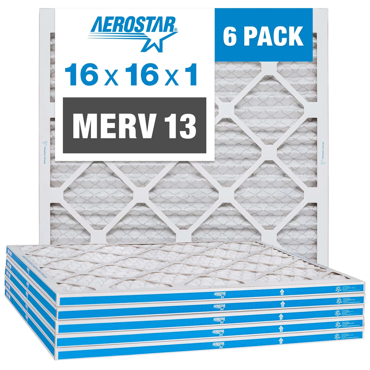 and 16x16x1 by Box Furnace Filter 13, Aerostar 6 of Air -
