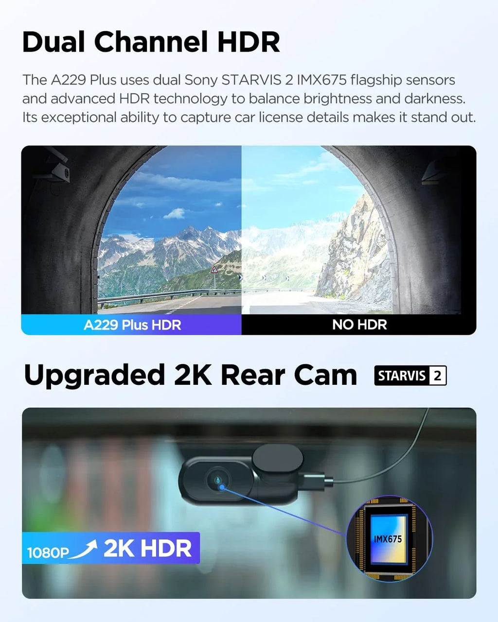 , lb Plus Front 2CH Rear Sensors, with Dashcam 2 A229 Dual 1.87 1440P+1440P Camera