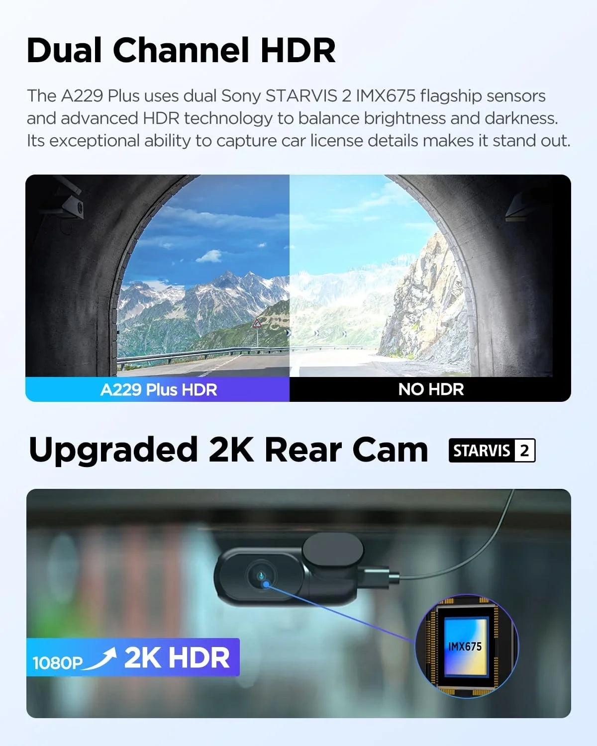 , lb Plus Front 2CH Rear Sensors, with Dashcam 2 A229 Dual 1.87 1440P+1440P Camera