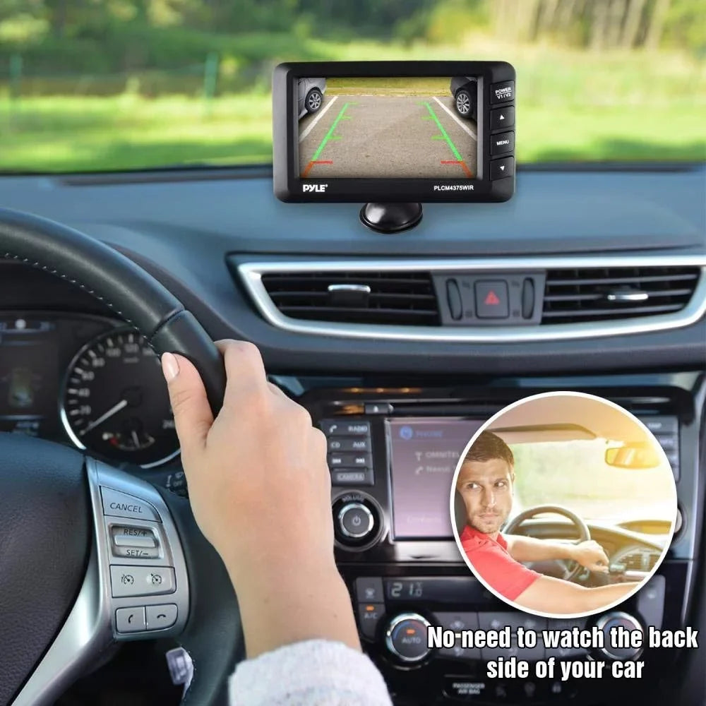 Inch Backup Rearview Pyle Camera with 4.3 Adjustable Monitor PLCM4375WIR Car