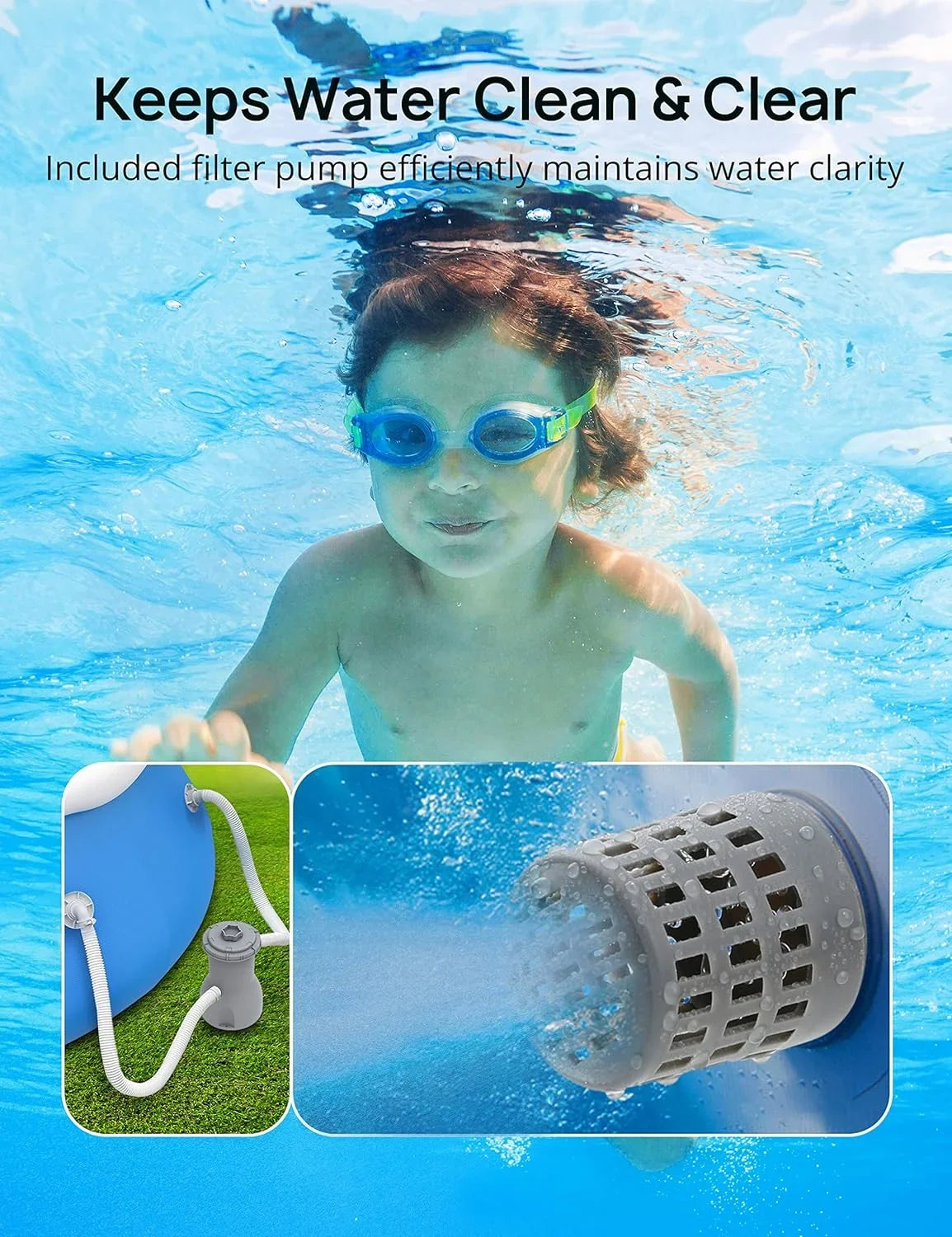 Filter Blue Pump, *35in Shield, Inflatable 7 Include Ground Cloth and Track Swimming 15ft Pool