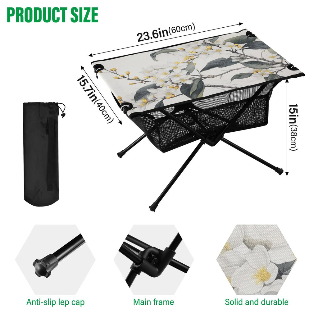 Jasmine with Compact Picnic Foldable Flowers Camping Storage Table Blooming Fishing Portable Hiking Outdoor Bag for Table Table Beach