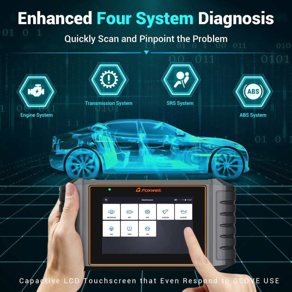 Code 9 Engine System Maintenance Scanner Car Reset Diagnostic Scanner Automotive Four Injector Airbag OBD2 Tool NT716 Transmission Reader Newest Version