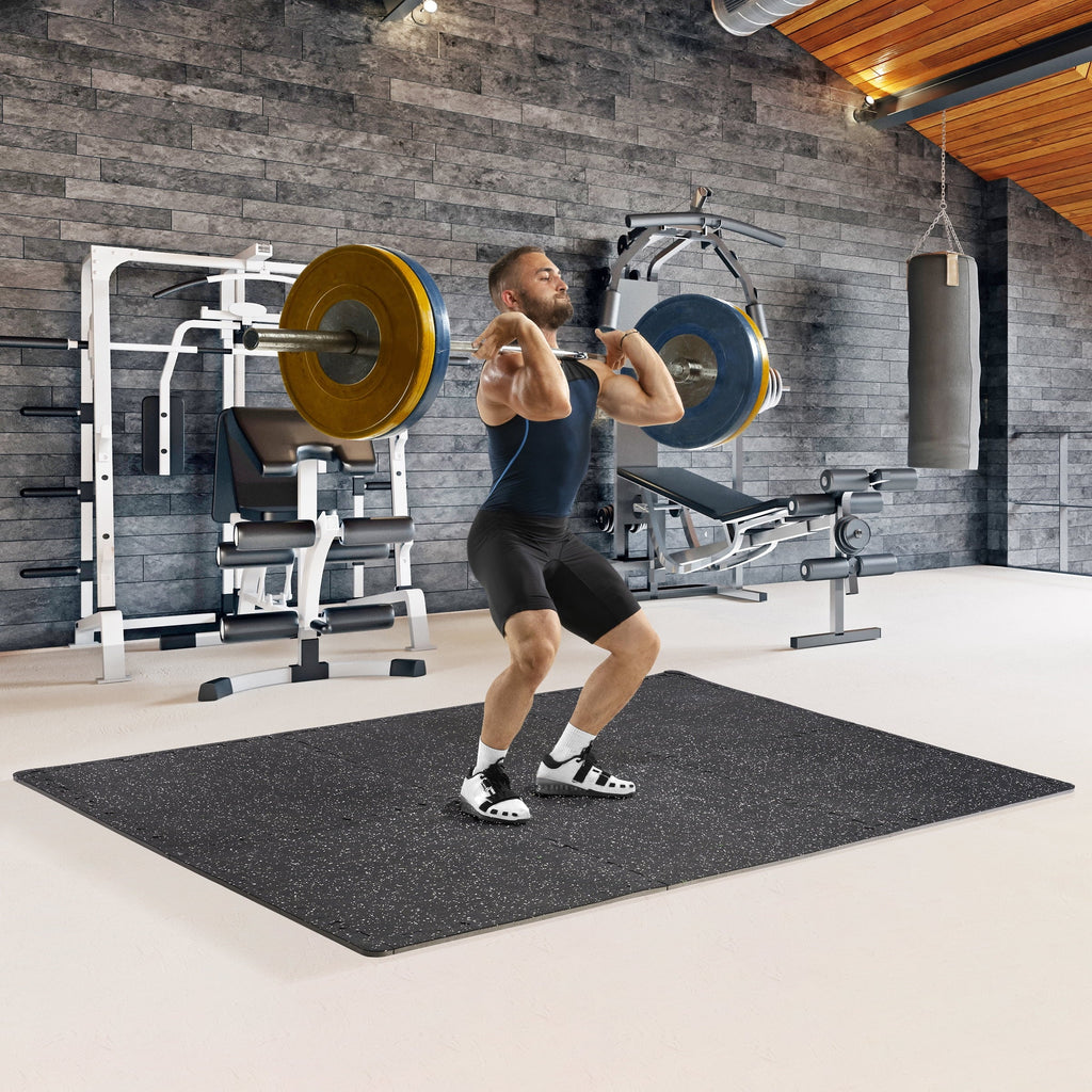 Gym Rubber Floor - 12 Density Thick Top Fitness Home Flooring High Mat Interlocking 1/2" Gym Sivan for Gym Foam
