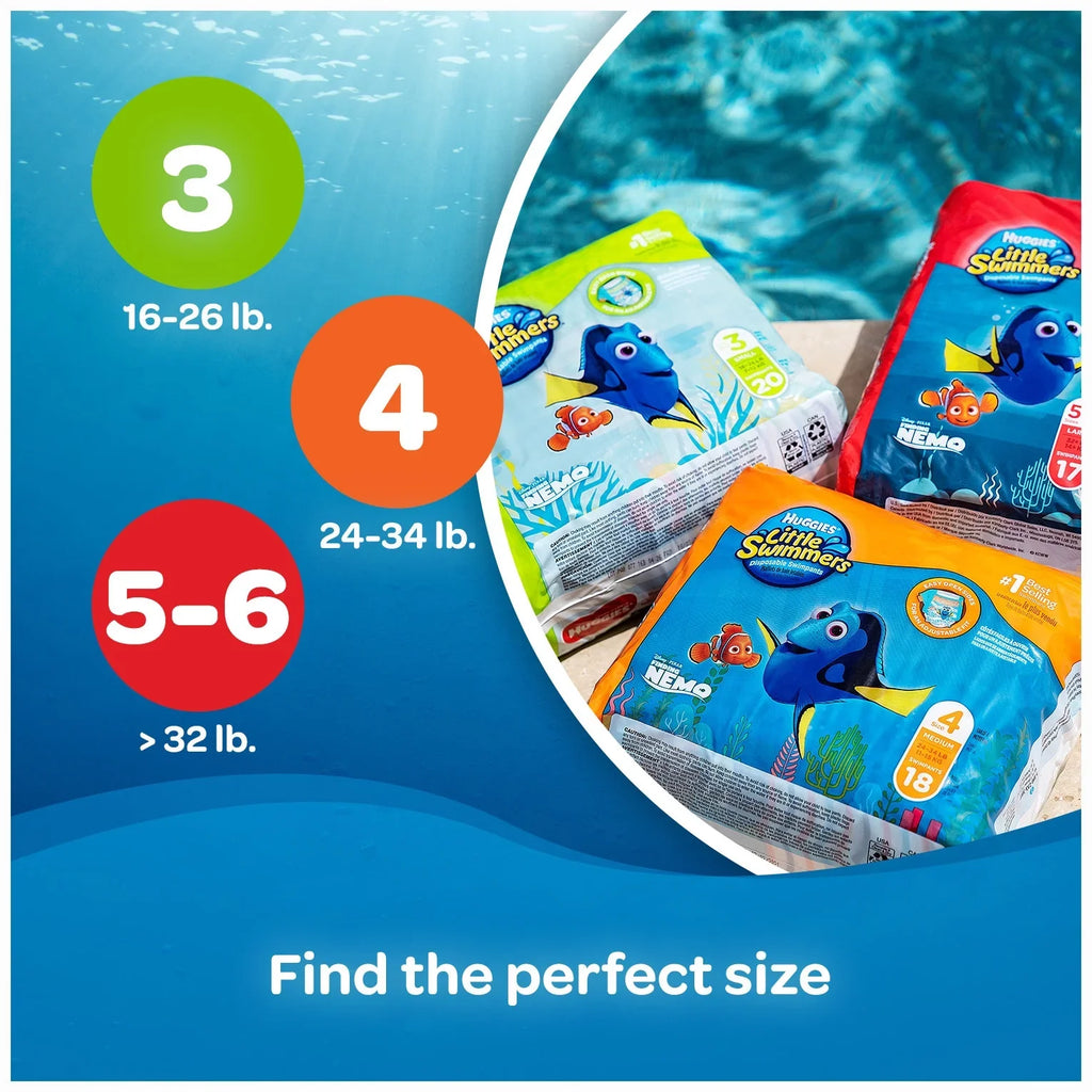 Huggies Swim 5-6 34 Diapers, Size Swimmers Ct Large, Little