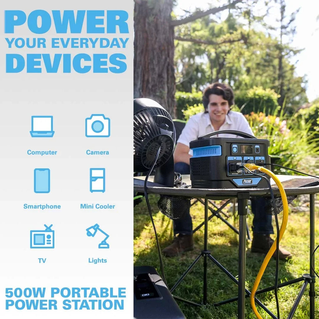 Pulsar Display with Wireless Station Lithium-Ion (518Wh and 500 Watt Portable Power Capacity) Charging Pad