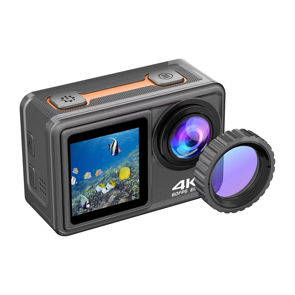 Macro Dual Remote 4K Screen Lens 24MP Wide Screen Moistureproof WiFi Sports 40m with 170° Inch Angle GoolRC Sport for 2.0 Control