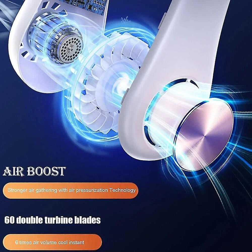 Neckband Cooler Bladeless Cooling Rechargeable Fan Neck Usb