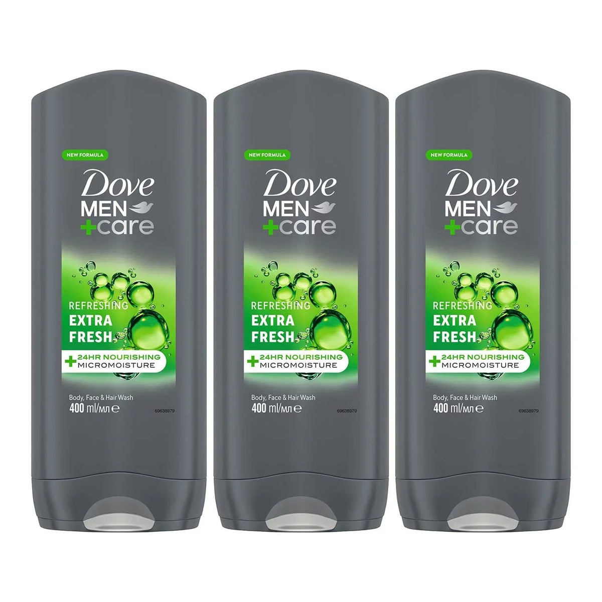 Body 3-In-1 Care Of Wash + Men Micromoisture Refreshing Nourishing Extra For Face 400 Men 24-Hour Pack Wash Technology Ml And Hair, With Fresh Dove Body 3