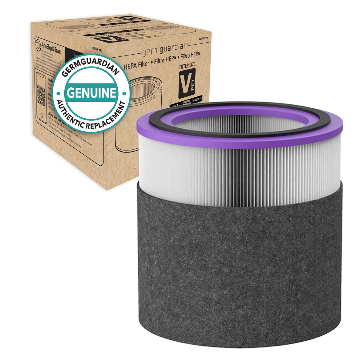 AC151 AirSafe Filter FLT151PT Guardian Germ Filter Air and Replacement for Purifiers, Pet V Pure Genuine