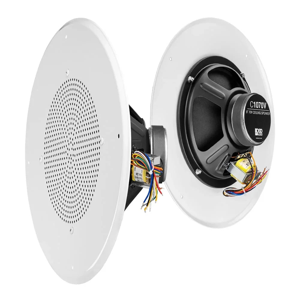 8" C1070 Speaker Single) Audio (White, 70V In-Ceiling Commercial Tap