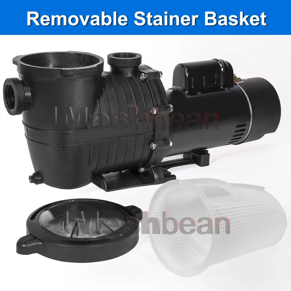iMeshbean In-ground Pool Ground Motor Pool 1.5HP 110V-230V, Above Pool and Inground Basket Circulation, for Moisture Swimming Strainer Pump, Max 6000GPH, 69FT, Head w/ Swimming