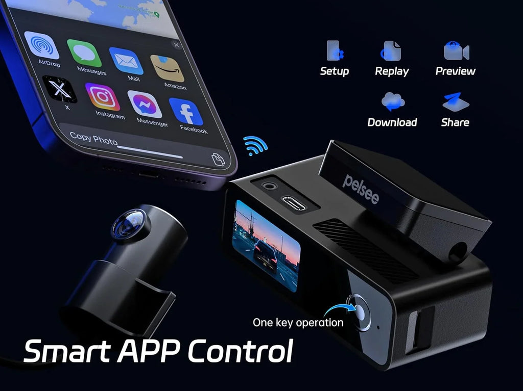 Single Cars, Parking Dash Dashcam,Night Front and Front 4K Dash Duo Wi-Fi,1.5” Rear, Camera Built-in Cam Mini Control,24H 2K/1080P Car for Dual Camera, Mode,G-Sensor,P1 Display Pelsee Vision,Voice