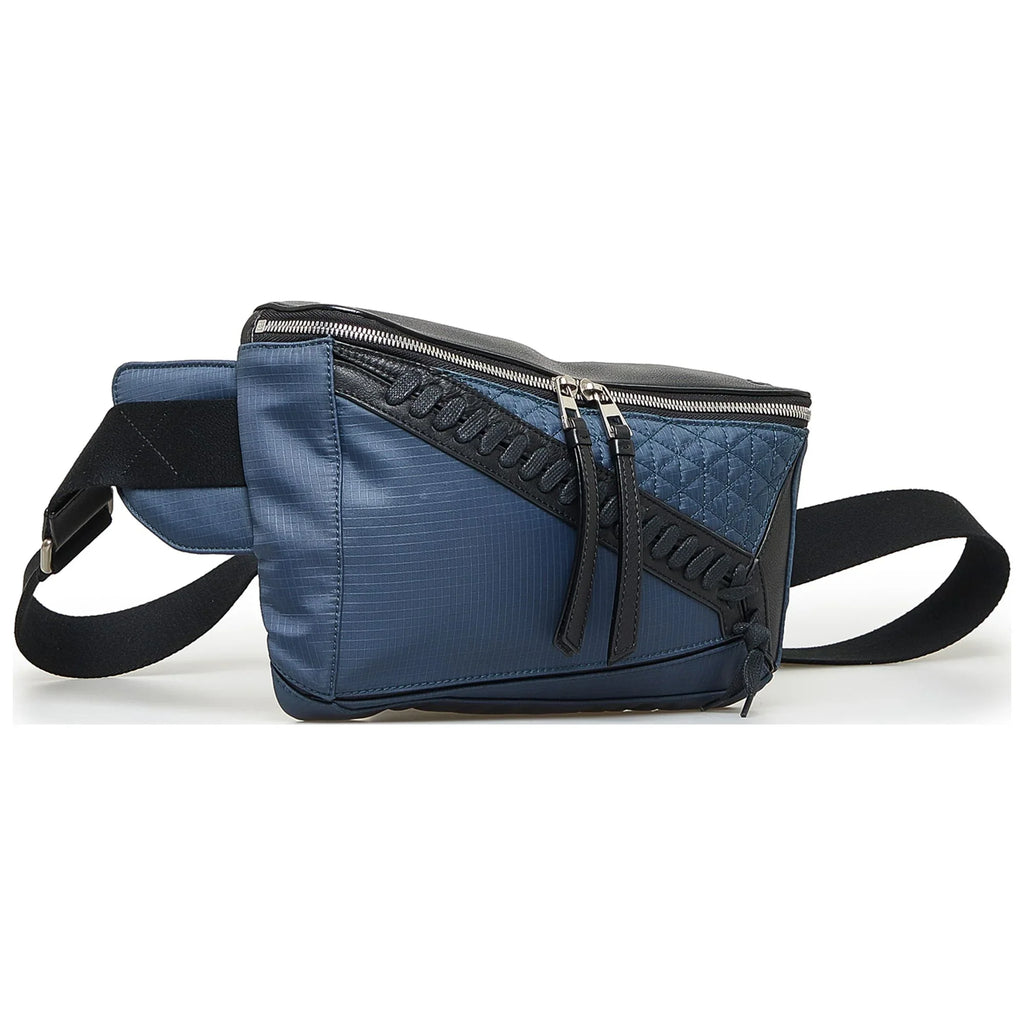 (Good) Authenticated Blue Nylon Fabric Puzzle Belt Unisex Pre-Owned Bag