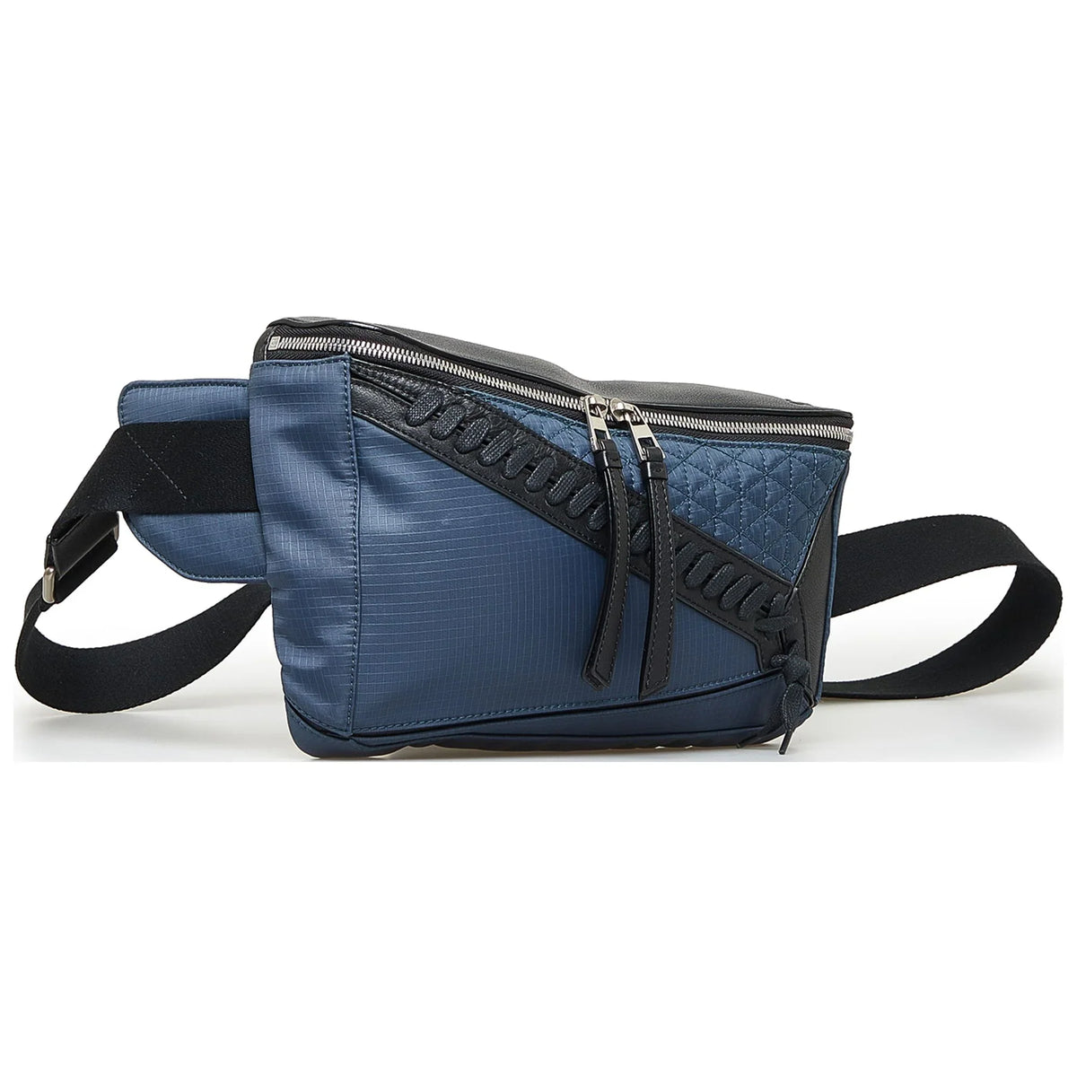(Good) Authenticated Blue Nylon Fabric Puzzle Belt Unisex Pre-Owned Bag