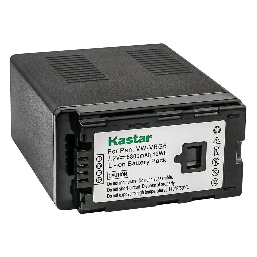 Battery VSK0698 AC130 AF105 HSC1U Charger, -VBG6 -VBG6-K Replacement for -A38, -AC7 VSK0631, Battery, Pro -VBG6 Kastar AC160 -VBG6GK 2-Pack Panasonic HMR10 Panasonic -E625 -VBG6PPK,