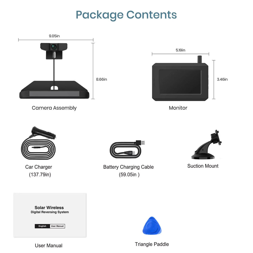 Digital Camera View Camera Highway Trucks, for Camera for Trailer,Pickup,Van Back Reverse Trailer Wireless Backup System Wireless Rear fit Up Observation Solar Hitch