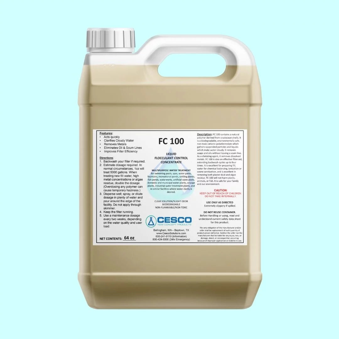 Oz 64 for Concentrated Pool - Clarifier Supplies Solutions Pool, Moisture - Spa Liquid Swimming -100 - Safe - Non-Toxic Eco-Friendly, Pond, Flocculant Cesco Chemicals Pool Cleaning