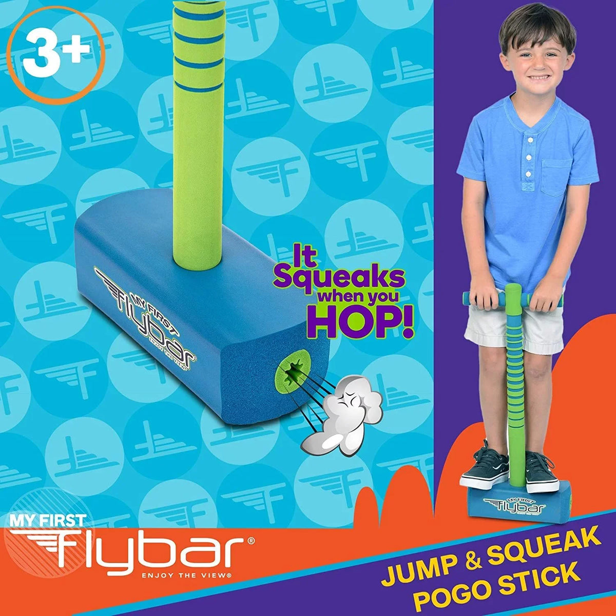 Pogo Up and Ages Blue for Jump First Flybar and Boys 3 Squeak Stick My