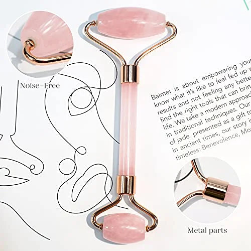 Quartz & Lines Neck, Tools, Relaxing for Gua Roller Fine Body Skin Wrinkles Care Relieve Face Massager Rose and Jade Facial Muscle Eyes, Sha, Beauty and Roller, Roller Face,