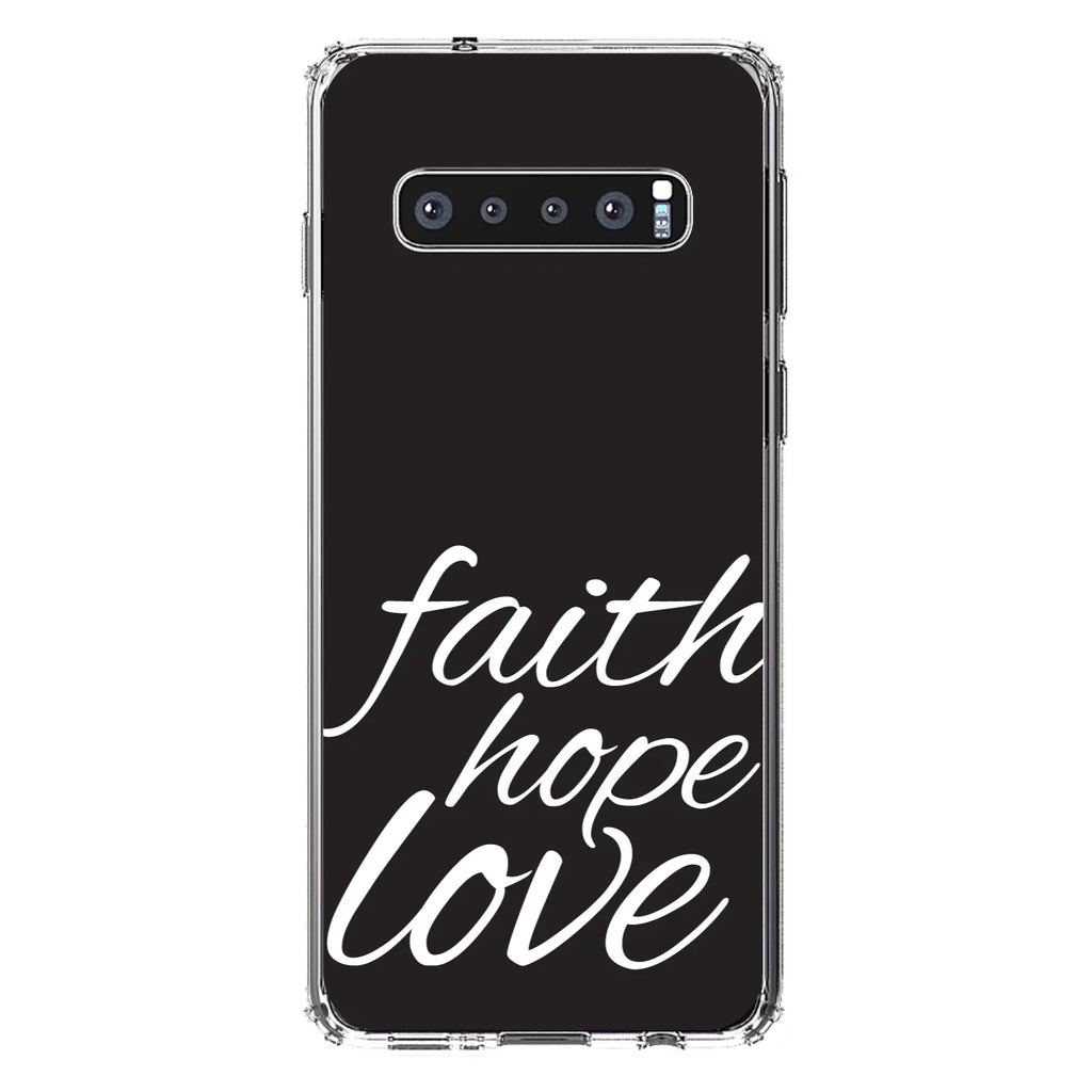 Hope Screen) Bumper, Christ Clear / Protector Galaxy Samsung / Glass Case S10 - Love for Shockproof White (6.1" Hybrid Faith - Back, - Screen Acrylic - DistinctInk & Black Tempered