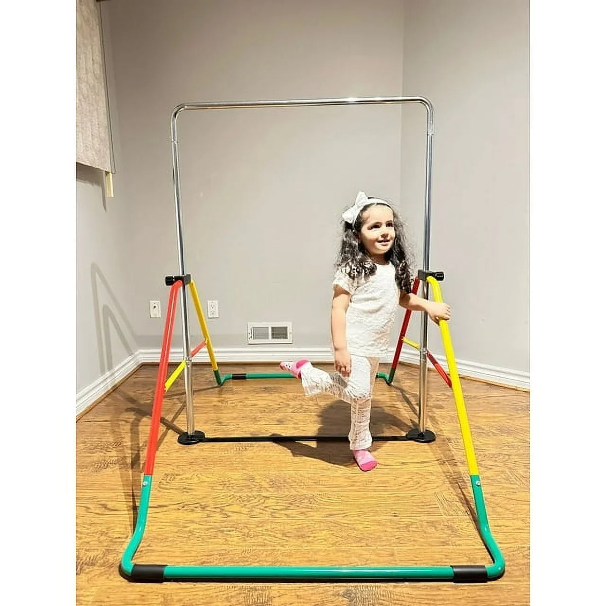 Bar Folding Bar, Adjustable Balançoire & Gymnastics - Training Home Kids Monkey Expandable (Red/Yellow)