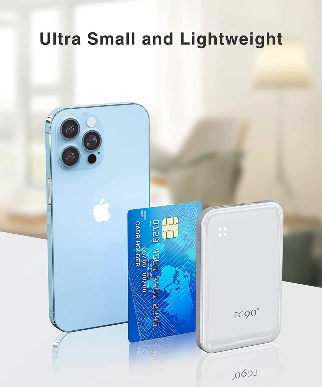 More Max/12/12 Portable Mini Fits Charger Phone White 13/13 Bank Max/11/11 Portable and TG90 Charger Cable, iPhone with 4500mah Small Built-in Pro Max/X//8/7/6/ Power with Pro Cell Pro