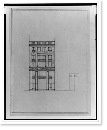 office McPherson N.W. 21-7/8" Front 15th 10, elevation], (lots x buildings Historic Washington, Saul, D.C. Square, 69 and Print, Framed Street, square 218), for [Two B.F. 17-7/8"