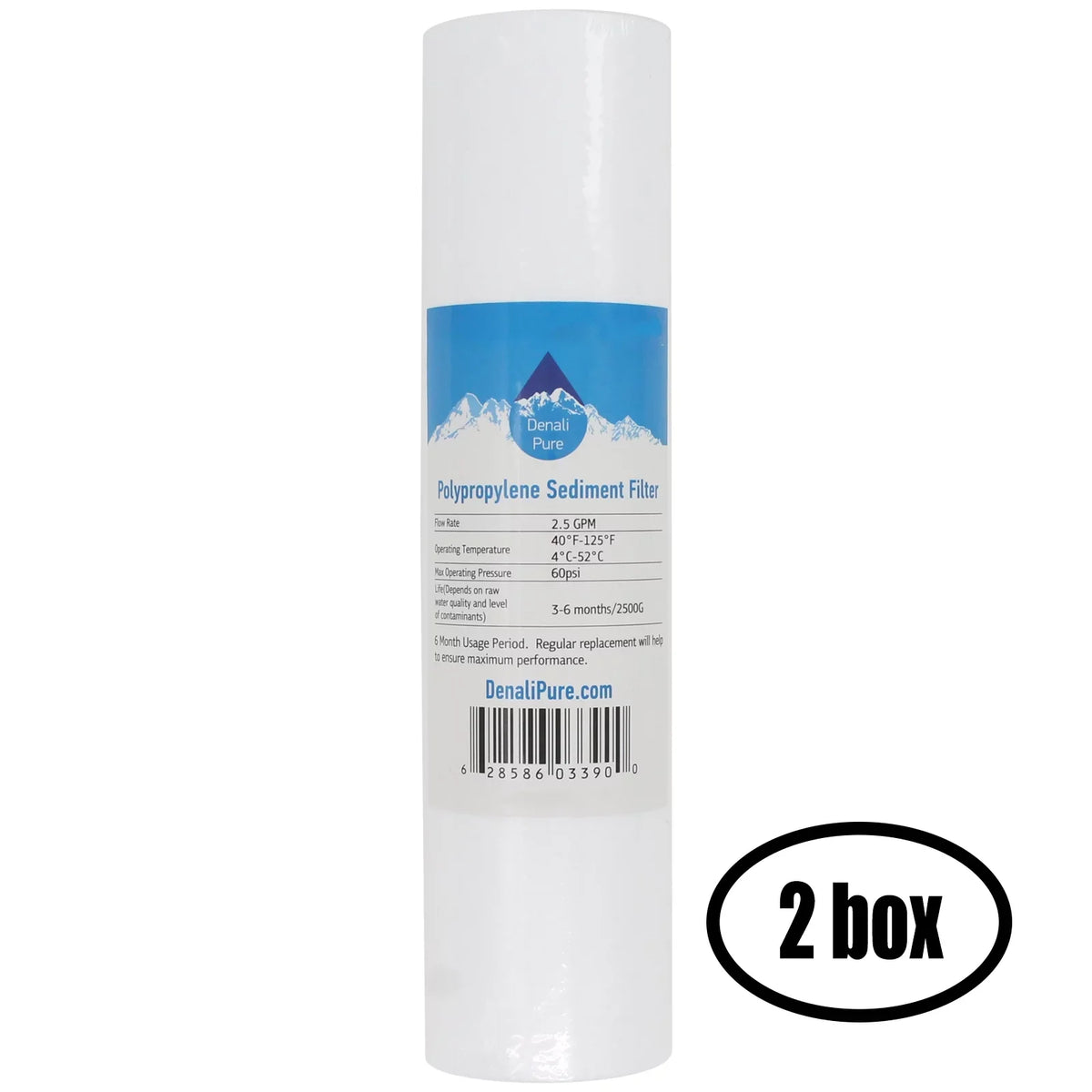 Sediment System Filter 10-inch & Universal 2 Brand Sediment Filter Polypropylene Denali 10" for 1 for Pure 5-Micron of Cartridge Boxes -310BB-5CC 2 - - Replacement Carbon