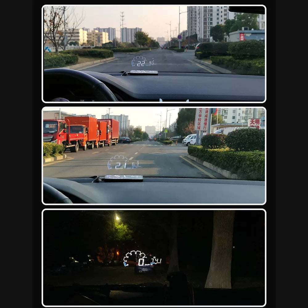 Optimize and Oil Gauge, , Performance Driving Moisture Voltage ， Display Time Projector, Total Consumption Up Apexeon with Car Driving Speedometer Temperature Head Your Digital
