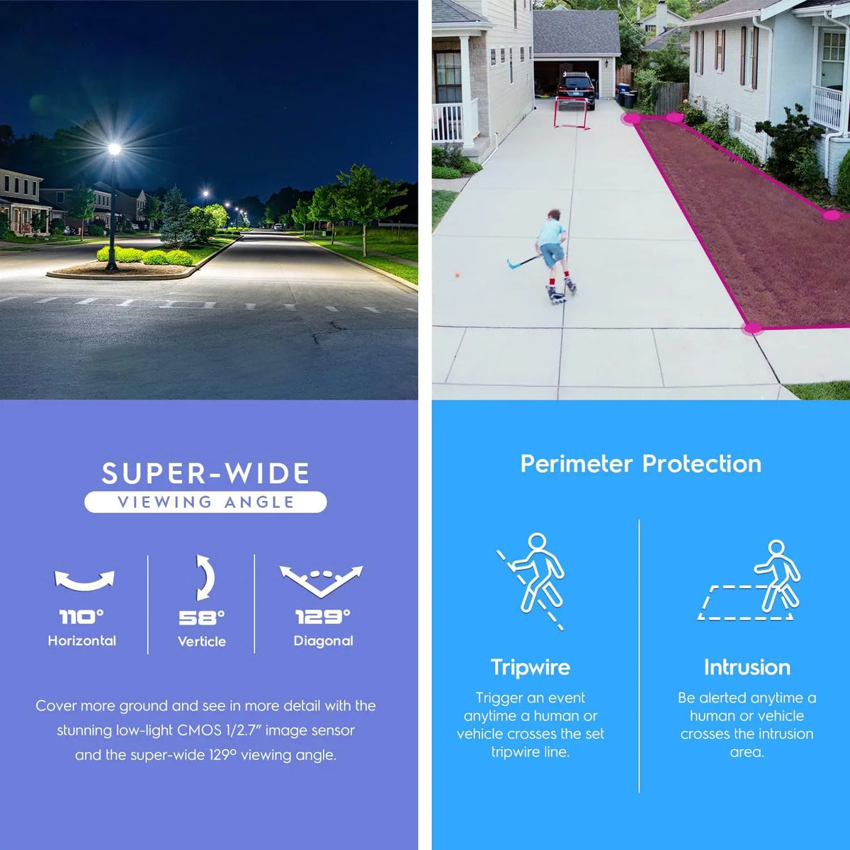 129° & Turret , Built-in Microphone, Human 164ft Nightvision, Security IP5M-T1277EW- 5MP@20fps Camera Amcrest w/ PoE Camera Detection, Vehicle Outdoor,