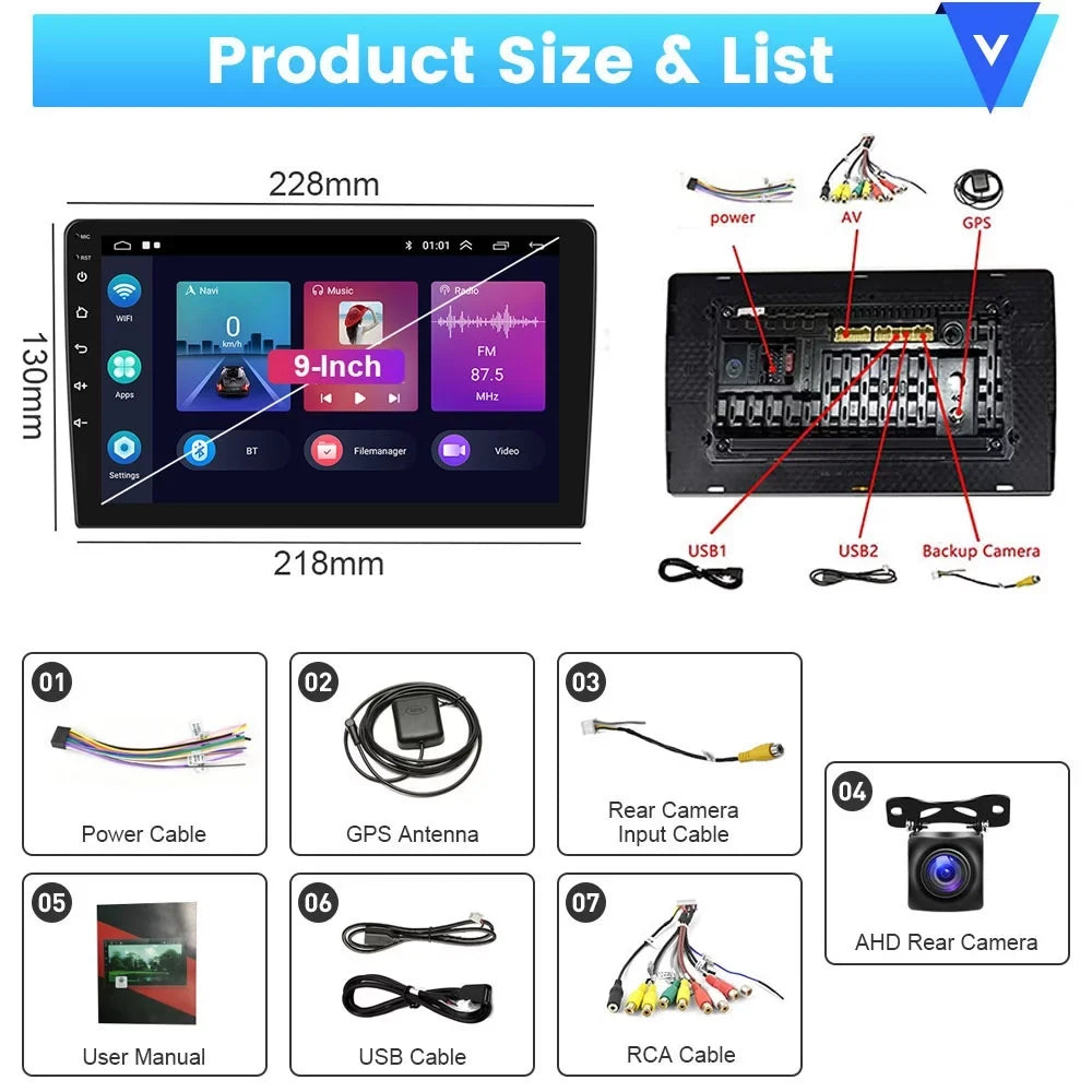 2006-2012 9'' Mirror Stereo Android Camera 13 2+64G Auto Car Android Santa-fe Link Carplay Hifi, Hyundai Backup Podofo for Wireless Bluetooth Radio