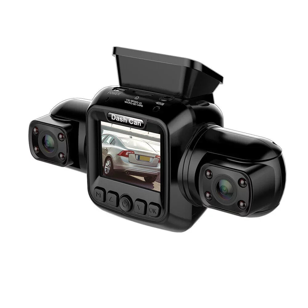 3 Channel Front, Rear, Dash Cameras Cam Driving Car Recorder and Inside, Right 360°Panoramic Vision Night Rear and Left, Front
