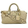 Handbag Boston Champagne Anagram Women's Pre-Owned Loewe Leather Gold (Good) Lame 2way