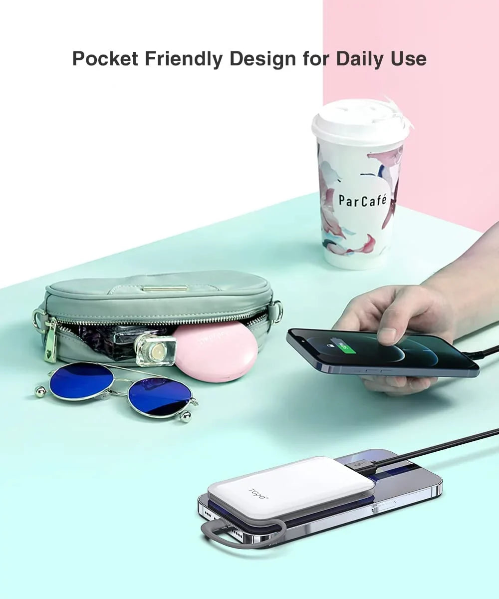 More Max/12/12 Portable Mini Fits Charger Phone White 13/13 Bank Max/11/11 Portable and TG90 Charger Cable, iPhone with 4500mah Small Built-in Pro Max/X//8/7/6/ Power with Pro Cell Pro