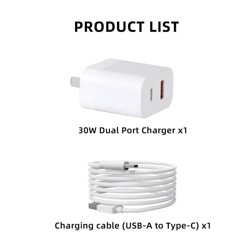 30W Dual-Port Parts Pro Type-C with Charging Cable 2/Mini for Mini 3 Charger Charging