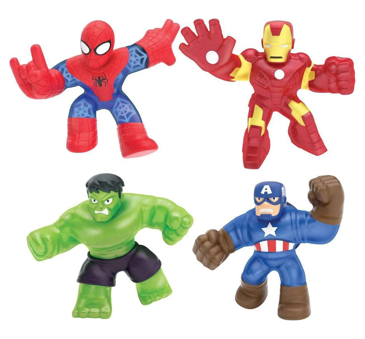 of Jit Man Spider-Man, America 4-Pack, Hero Goo Captain Marvel and Heroes Zu Iron Hulk,