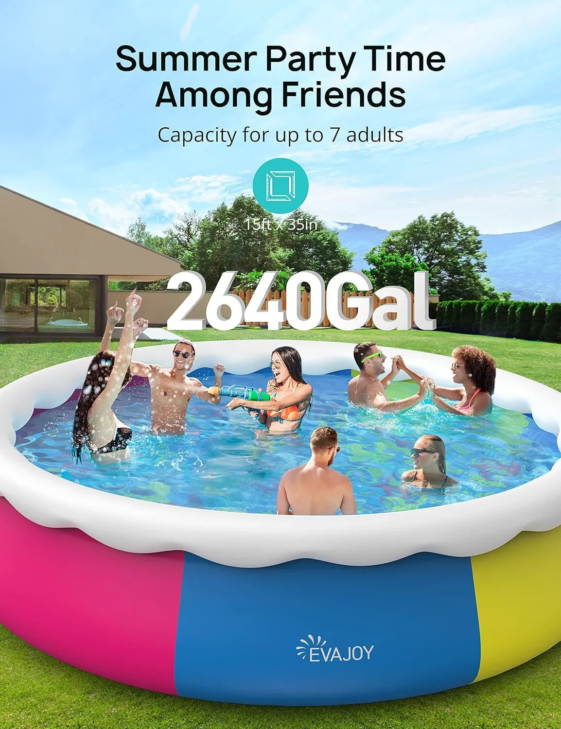 Filter Blue Pump, *35in Shield, Inflatable 7 Include Ground Cloth and Track Swimming 15ft Pool