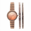 Rose Adult (EG160012RGST) Watch Female Elgin Set Gold in Analog Bracelet 3pc and